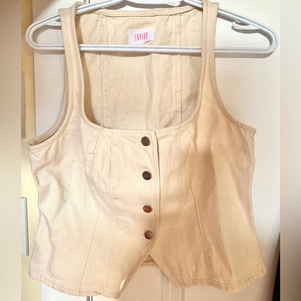 VIDA Beige Buttoned Tank Top